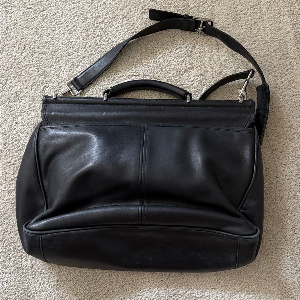 Coach Men's Black Leather Briefcase Messenger Bag - Picture 2 of 8